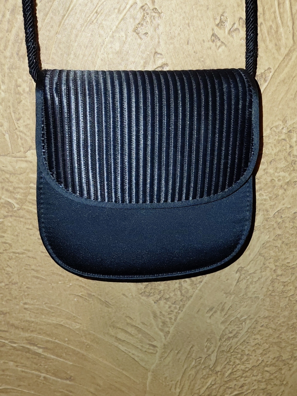 Susan Gail Black Ribbed Flap Mini Crossbody